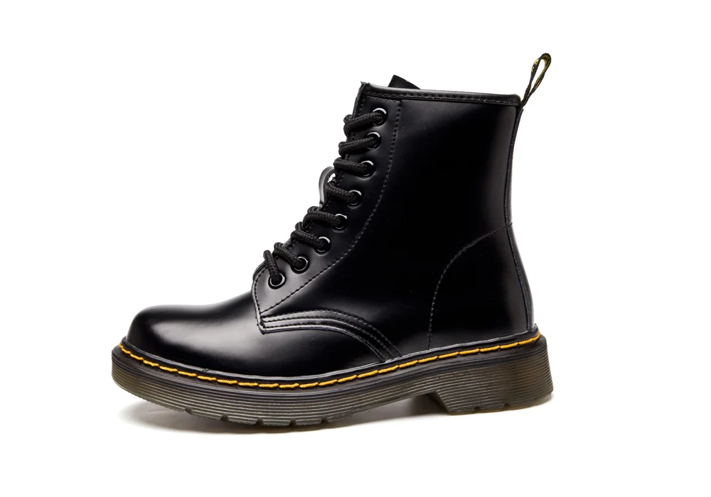 Женские ботинки; doc martins; ; винтажные классические ботинки martin в британском стиле; женские мотоциклетные ботинки на толстом каблуке; Bota Feminina Dr's Shoes - Цвет: Bright Black