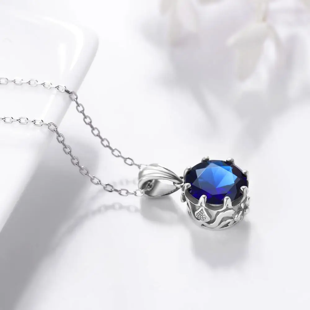 Женский кулон без цепочки серебро 925 пробы с голубым сапфиром|Подвески| |