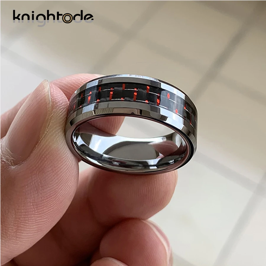 8 мм высокое качество карбида вольфрама обручальное кольцо черный/красный