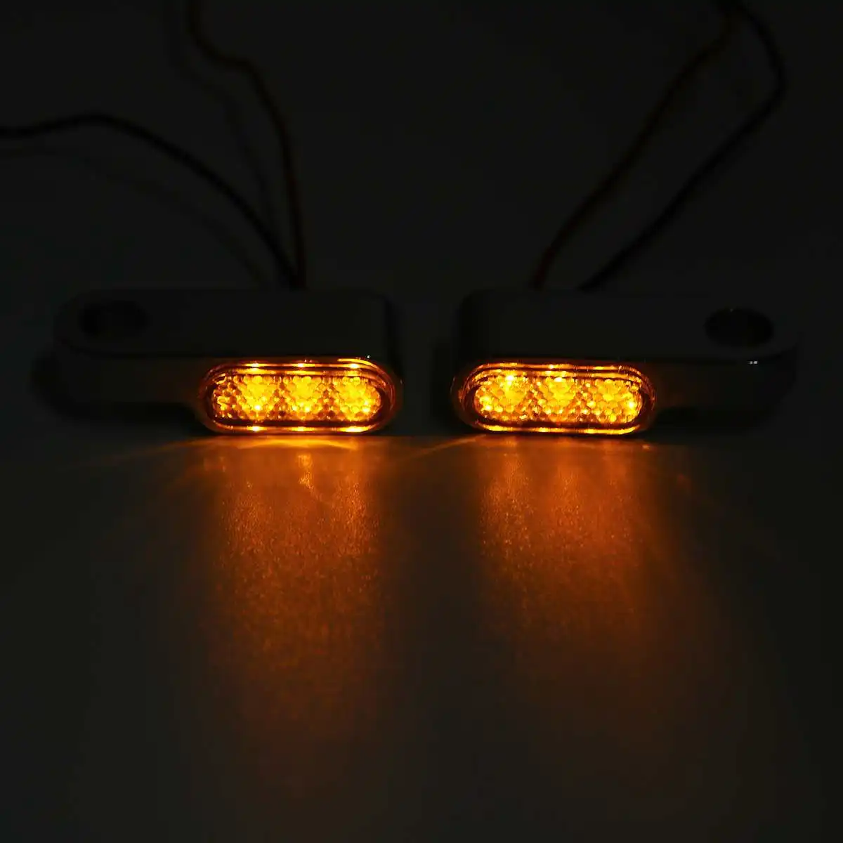 

2PCS 12V Motorcycle Indicators LED Turn Signal Light Handlebar Amber signal lamp Blinker Aluminum Alloy Black / Chorme