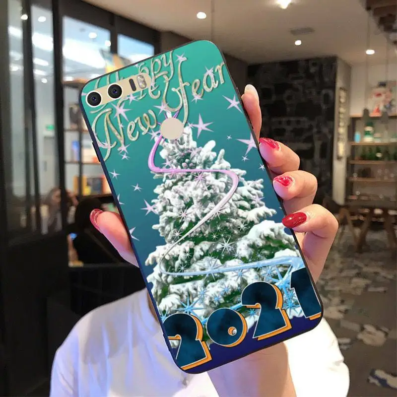 

LJHYDFCNB 2021 Happy New Year Phone Case For Huawei P20 30 40 Pro Mate 20 30 40 Pro Nova 7se Honor 9X 10