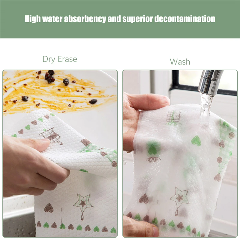 

1 Roll Cleaning Cloths Non-Woven Fabric Lazy Rags Wet and Dry Washable Disposable Dish Paper Towel Cloth for Kitchen