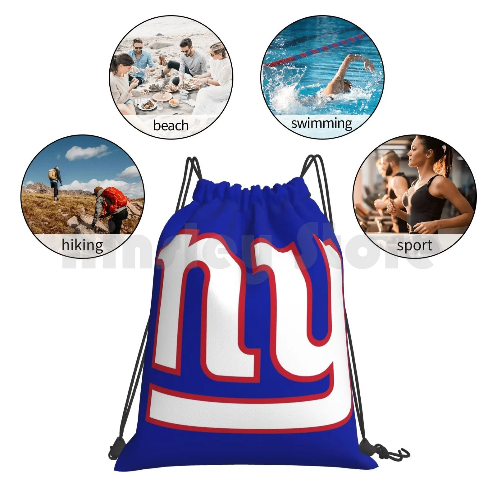 New York Giant American Football Backpack Drawstring Bag Riding Climbing Gym Bag  Sports American Football Newyork Darkblue images - 6