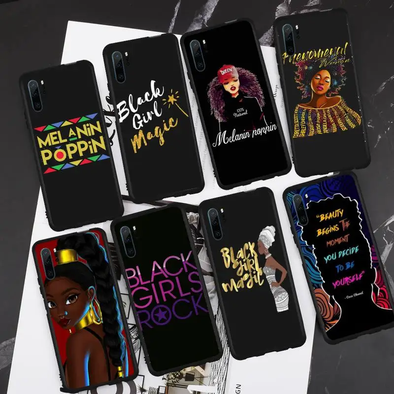 

Afro Black Girl Magic Queen Melanin Poppin Phone Case For Huawei honor Mate P 9 10 20 30 40 Pro 10i 7 8 a x Lite nova 5t