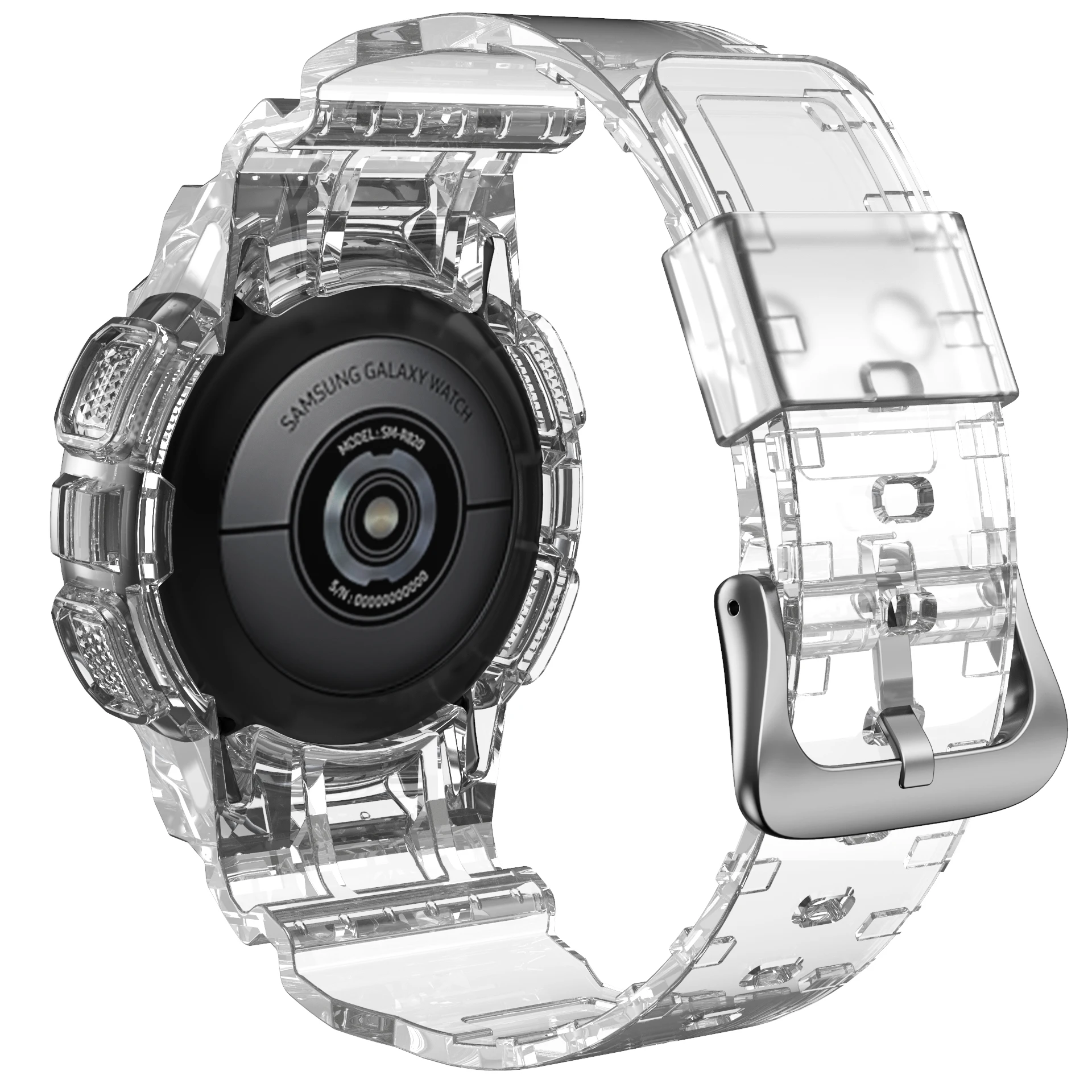 ANBEST Clear Watch Band with Protective Case Replacement for Samsung Galaxy Active 2 44mm Newest Soft TPU for Galaxy Active 2