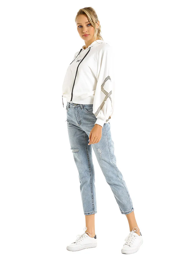 

2021 Summer Low Waist Ripped Harem Women's Jean Calf Pant