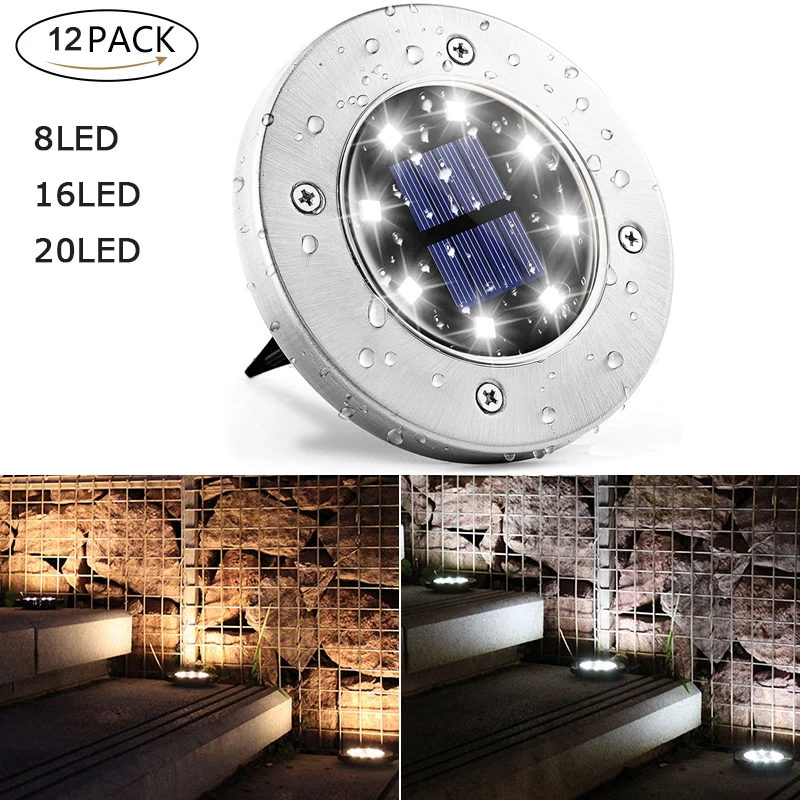 

16/20 LED Solar LED Lights Outdoor Lawn Lamps Garden Christmas Decoration Waterproof Sunlight Night Lamp Underground