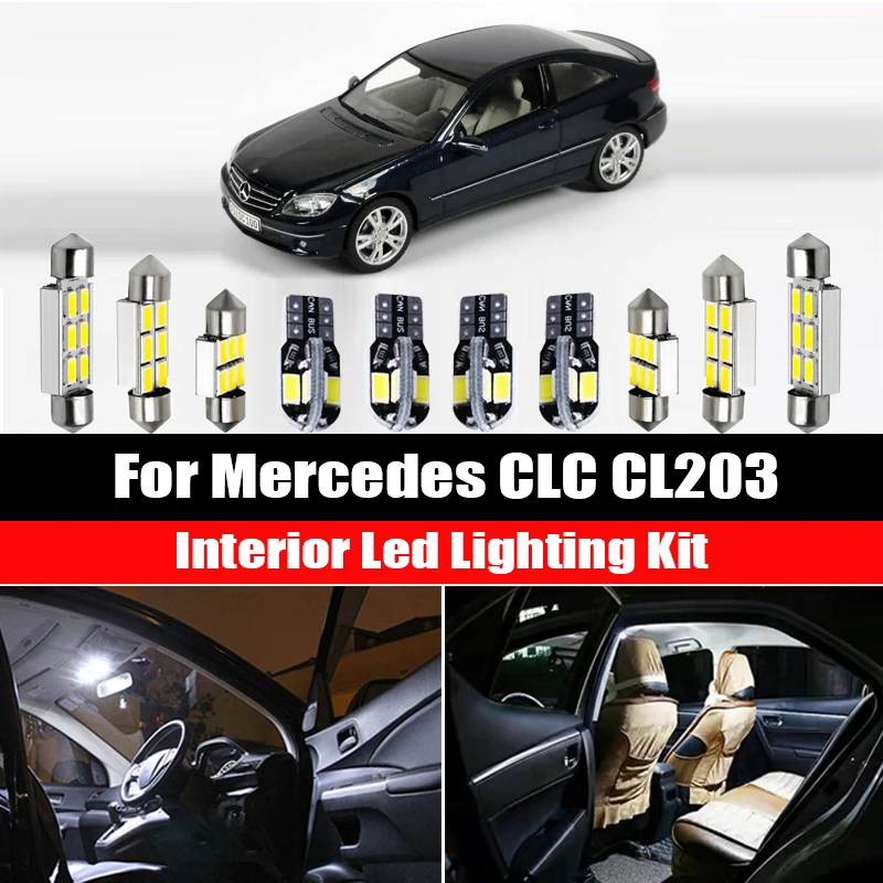 For 2008-2011 Mercedes CLC CL203 AMG 13pcs White Canbus Error Free LED Interior Light Kit  Map Dome Reading Lamp Car Accessories
