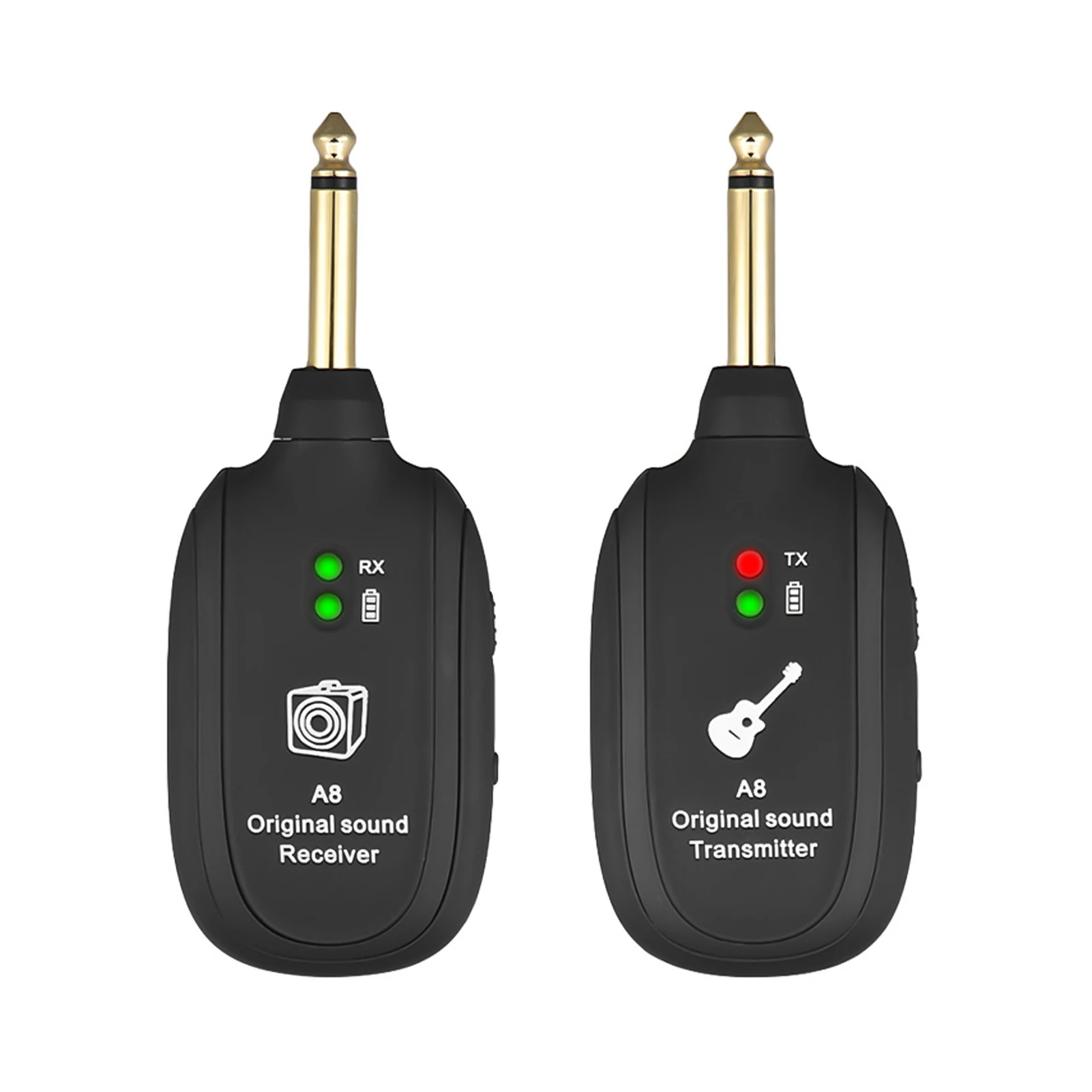 

UHF Guitar Wireless System Transmitter Receiver Built-in Rechargeable Lithium Battery Max. 50M Transmission Range