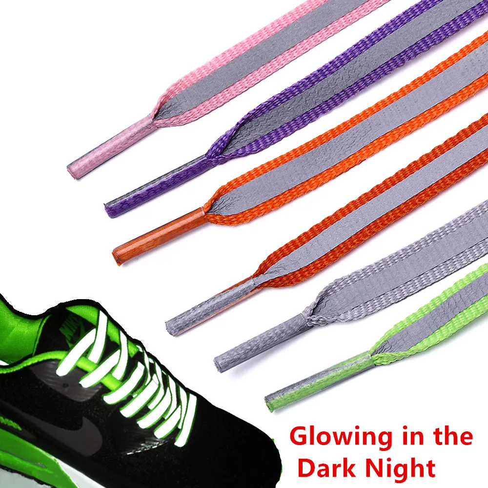 

1 pair Reflective Shoe Laces Women Men Glowing In Dark Shoelaces For Sneakers Sport Basketball Canvas Shoes 120/140/160cm