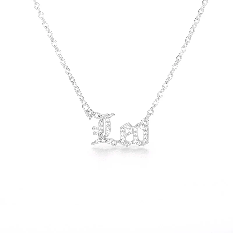 

Vintage Pendant Necklace Letters Leo Scorpio Pisces Cancer Sagittarius Twelve Constellation Necklace Women Fashion Jewelry Gift