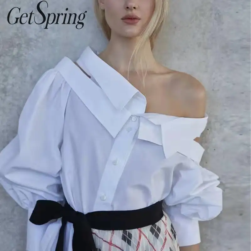 Getвесенняя женская блузка с двойным воротником и длинным рукавом рубашка