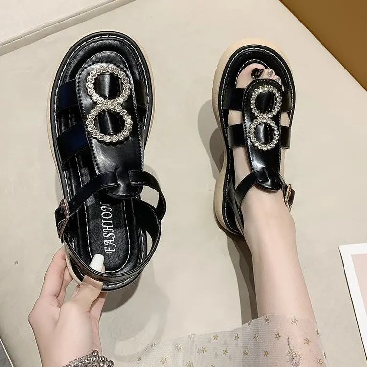 

Flat sandals 2021 summer new wild fashion gladiator casual temperament word lace women's shoes tide women's sandals
