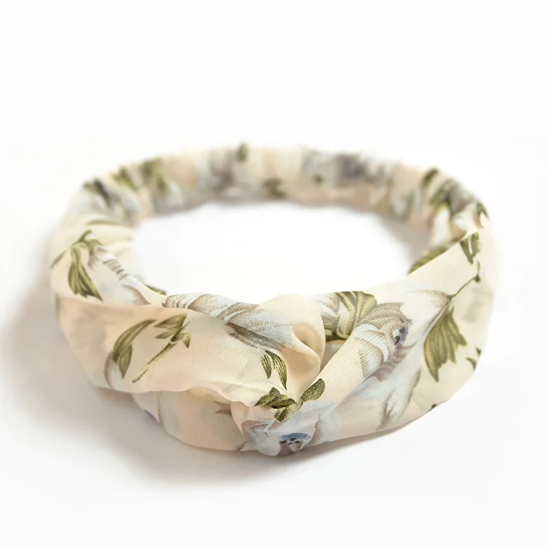 

Floral Knotted Printing Headbands Turban Elastic Headwear Head Wrap Hair Accessories for Women Striped Hair Bands