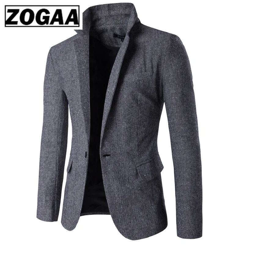 Мужской костюм Блейзер Куртка из смесовой шерсти 2018 г. Модные однобортные