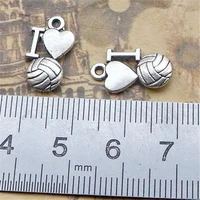 love volleyball sport charm pendants jewelry making finding diy bracelet necklace earring accessories handmade 5pcs