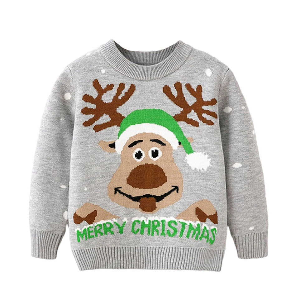 

3-7 Years Kids Winter Sweaters Cartoon Christmas Deer Knitted Sweater Baby Boy Girl Sweater Pullover Children Christmas Costume