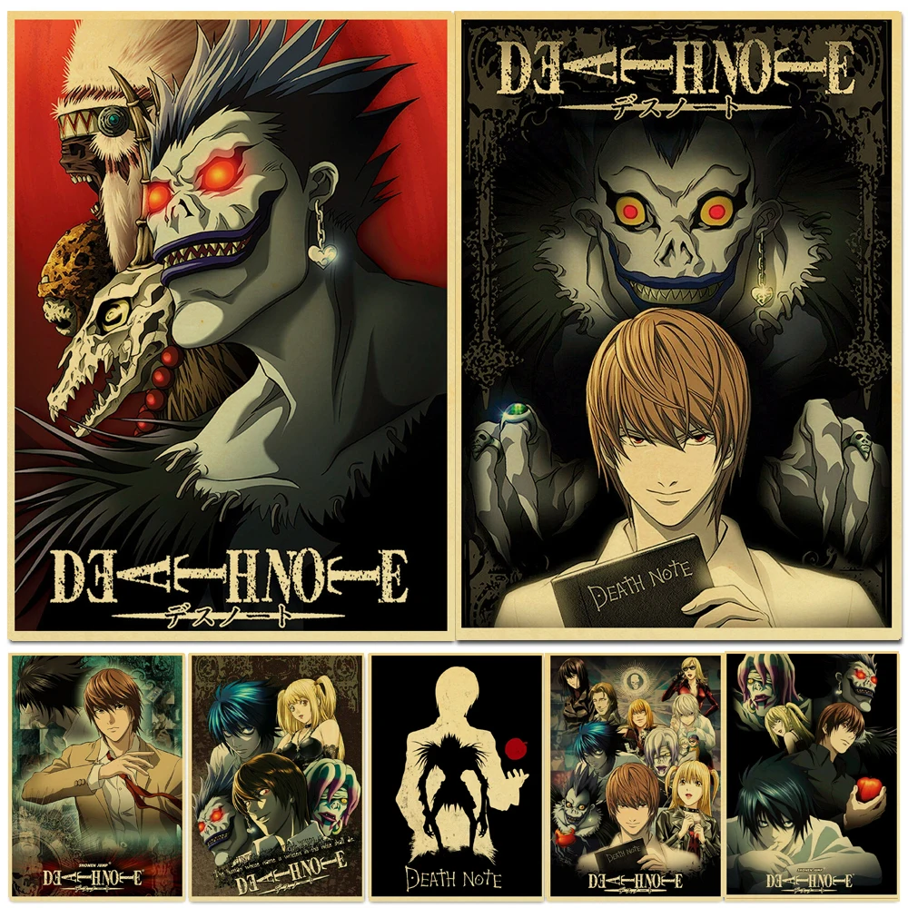 

Comic Anime Poster Death Note Retro Wall Art Prints Nordic Poster Vintage Pictures for Living Kids Children Room Interior Decor