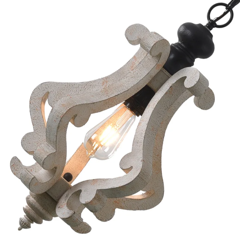 

Vintage Wood Chandelier indoor Lustre Lighting For Living Room Bedroom E27 Retro Chandeliers Loft Bois Home Decor Light WF1027