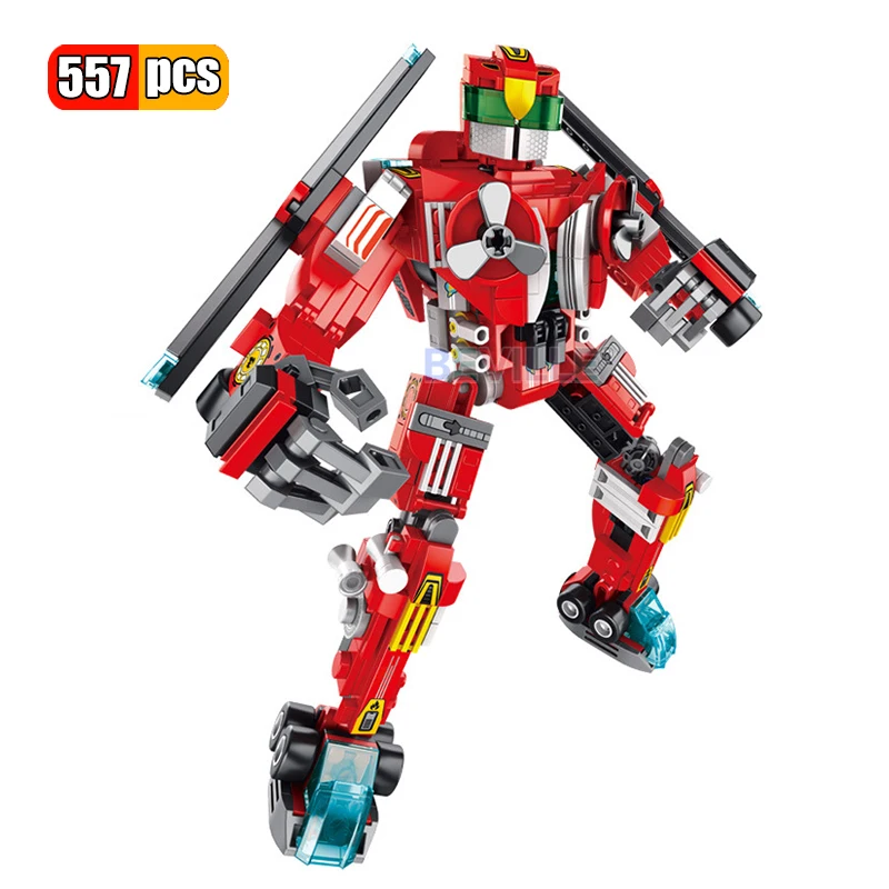 557 шт. Деформационный робот Mecha 4 в 1 противопожарная модель строительные блоки
