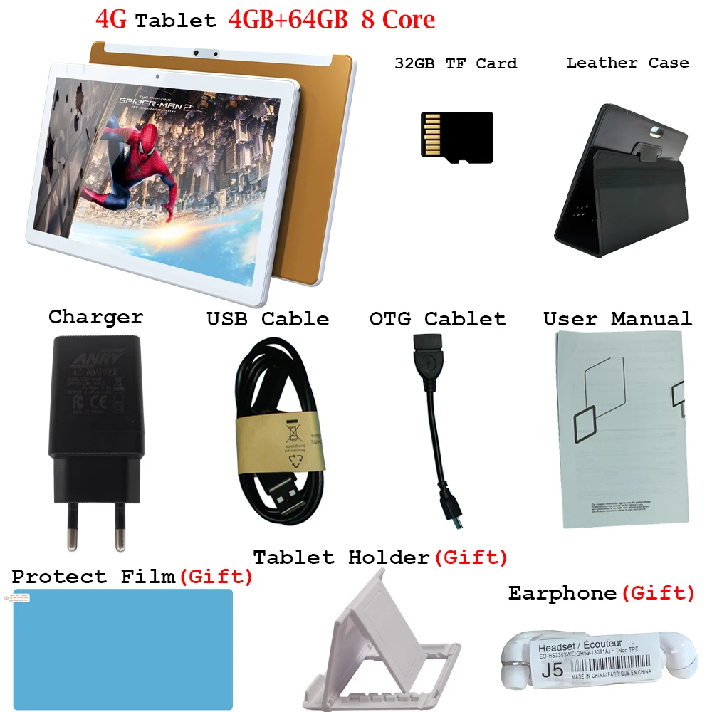 Add Case 32GB TF ANRY 10-дюймовый планшетный ПК 4G LTE Android 7,0 Octa 8 ядерный 4 Гб ОЗУ 64 Гб ПЗУ WiFi gps 10,1 ips 1280*800 5000 мАч батарея - Комплект: Add Case 32GB TF