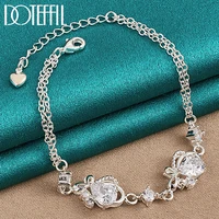 doteffil 925 sterling silver white aaa zircon heart bracelet chain for woman charm wedding engagement party fashion jewelry