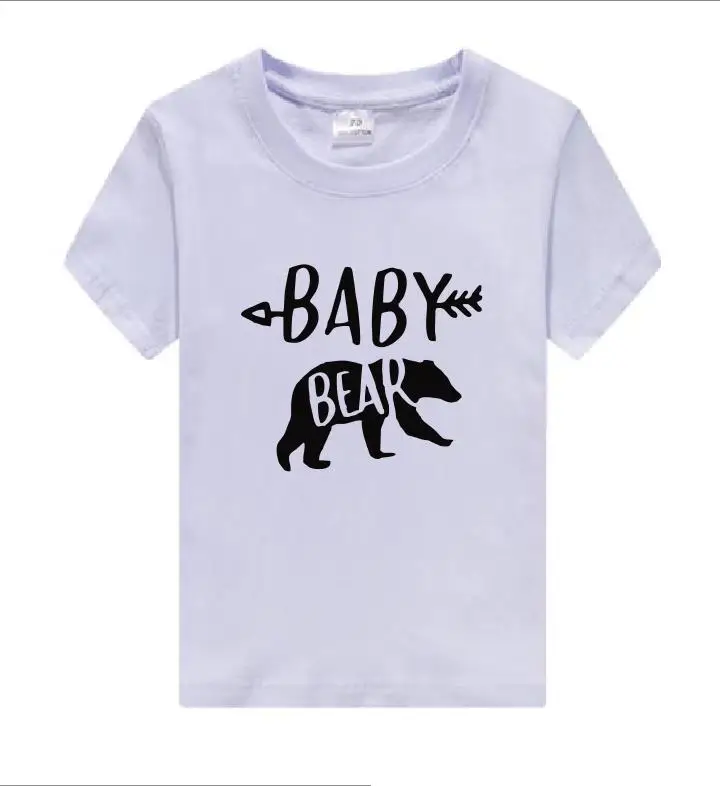 white t KIDS BABY Одинаковые футболки для всей семьи с изображением медведя, мамы, медведя, папы, медведя, футболки, повседневные футболки с короткими рукавами для маленьких девочек, хлопковые футболки, Прямая поставка - Цвет: white t KIDS BABY