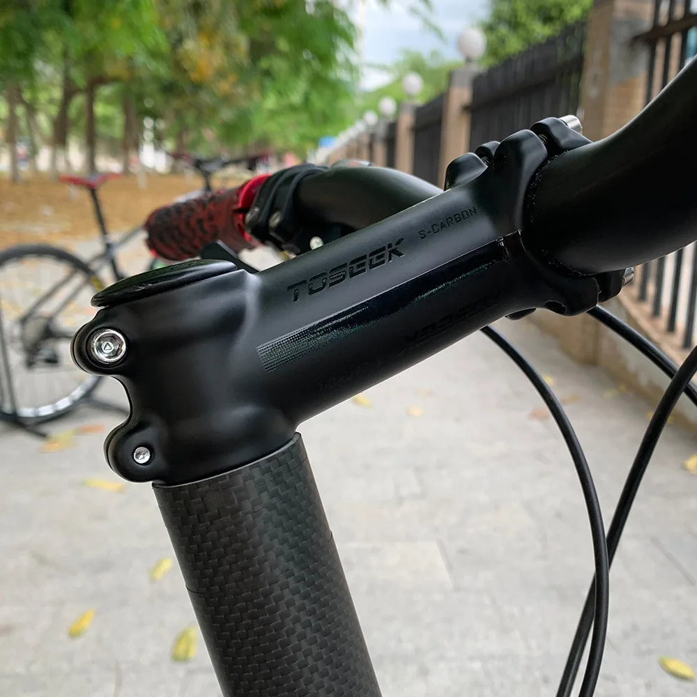 

TOSEEK MTB Road Bike Stem 6/17 degrees Black High Strength Lightweight Aluminum Alloy Bicycle handlebar Stem 31.8mm For XC AM