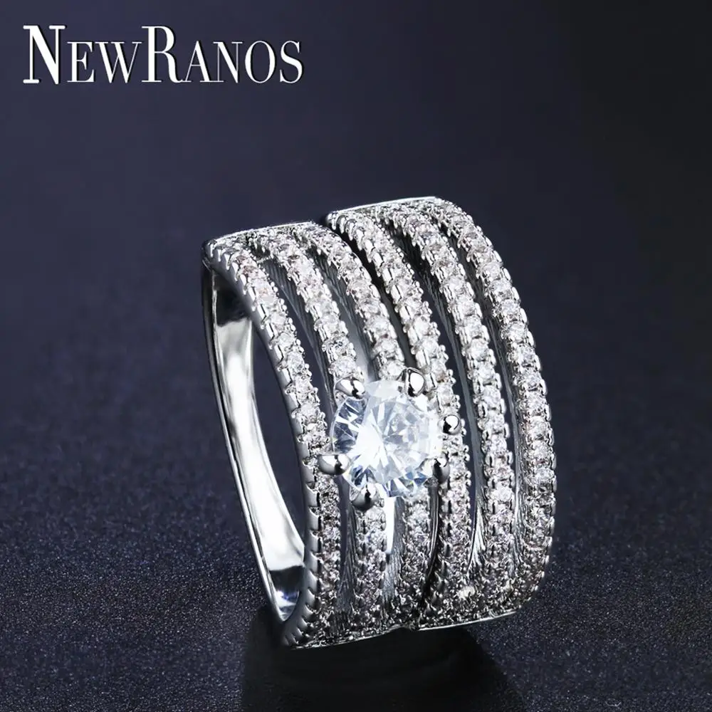 Newranos свадебное двойное кольцо 2 шт./компл. золотые обручальные циркониевые