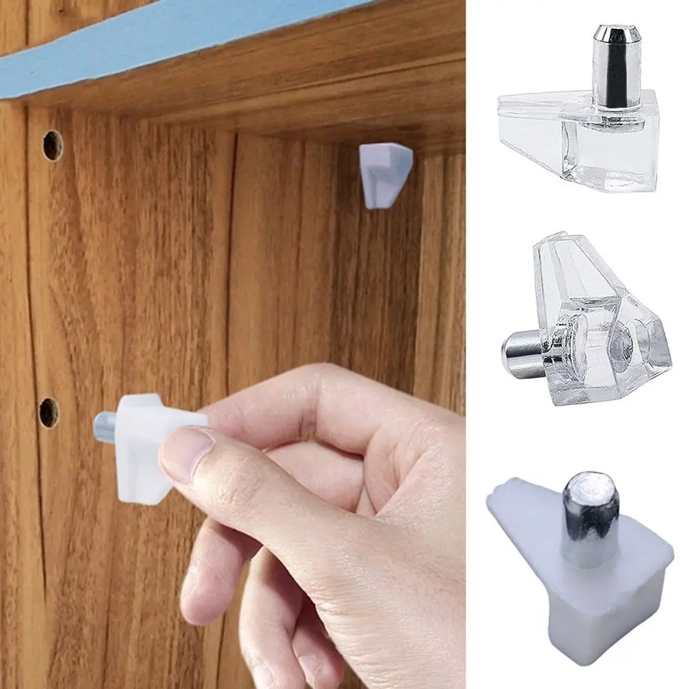 20Pcs Shelf Studs Pegs with Metal Pin Shelves Support Seperator Fixed Cabinet Cupboard Wooden Furniture Bracket Holder 5mm