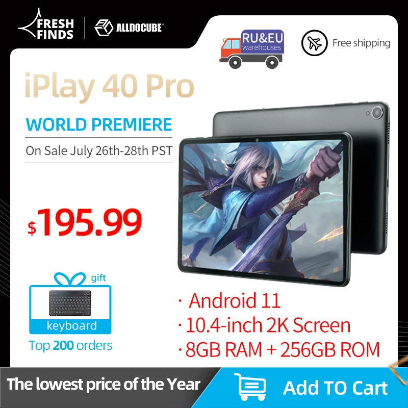 Глобальная премьера планшета ALLDOCUBE iPlay 40 Pro 10,4-дюймовый 2K IPS Android 11 8GB RAM 256GB ROM 8-ядерный чип T618 4G LTE