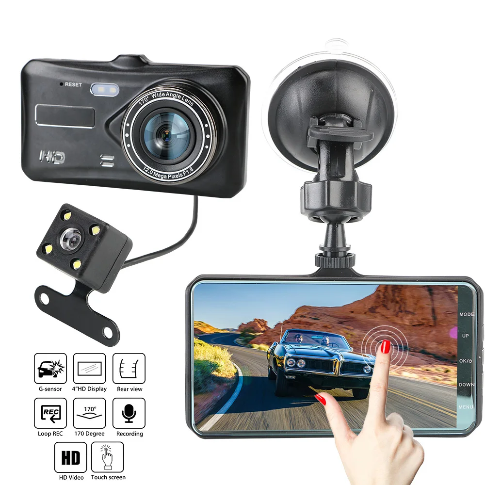 

Auto Dash Cam Video Recorder 1080P Dual Lens Car Camera DVR Night Vision Dash Cam G-sensor WDR Touch Screen Auto Accessories