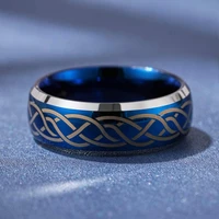 8mm blue striped mens ring tungsten steel ring fashion creative jewelry for thanksgive gift