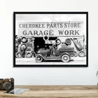 Постер с изображением винтажного старого автомобиля, черно-белый, магазин гаража г.