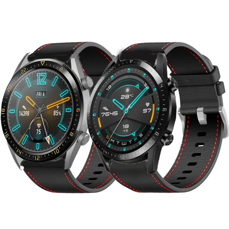 

22mm Genuine Leather Watch Band For Huawei GT/2/2E/Pro correa reloj inteligente Replacements For Samsung Galaxy watch 3 45/46mm