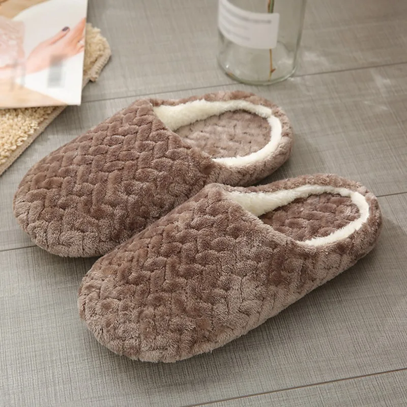 

Jacquard Soft Bottom Cotton Slippers Suede Non-slip Cotton Slippers Indoor Cotton Slippers Winter Warm Home Floor Bedroom Shoes