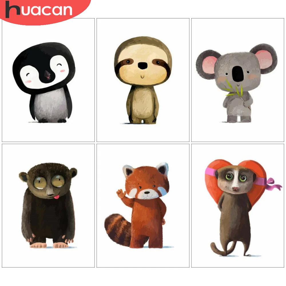 

HUACAN Diamond Painting Cartoon Animals 5D Full Drill Diamond Embroidery Mosaic Penguin Wall Decor Home Decor