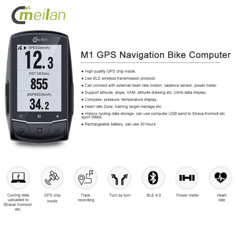 Беспроводной Велосипедный компьютер с GPS спидометром и пульсометром 2 6 дюйма