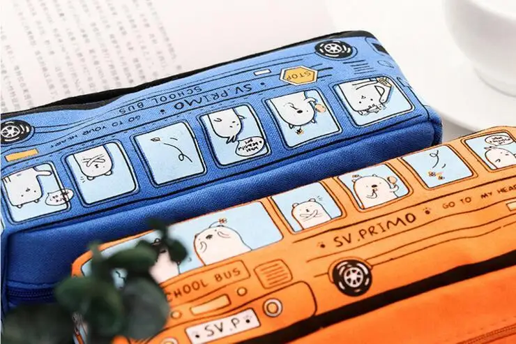 1 шт. Lytwtw's Kawaii Cute Bus Pen холщовый чехол для карандашей школьные стационарные инструменты для получения Косметики Косметический Чехол