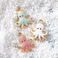 10pcs enamel gold color octopus charm pendant for jewerly diy making bracelet women earrings necklace accessories findings craft