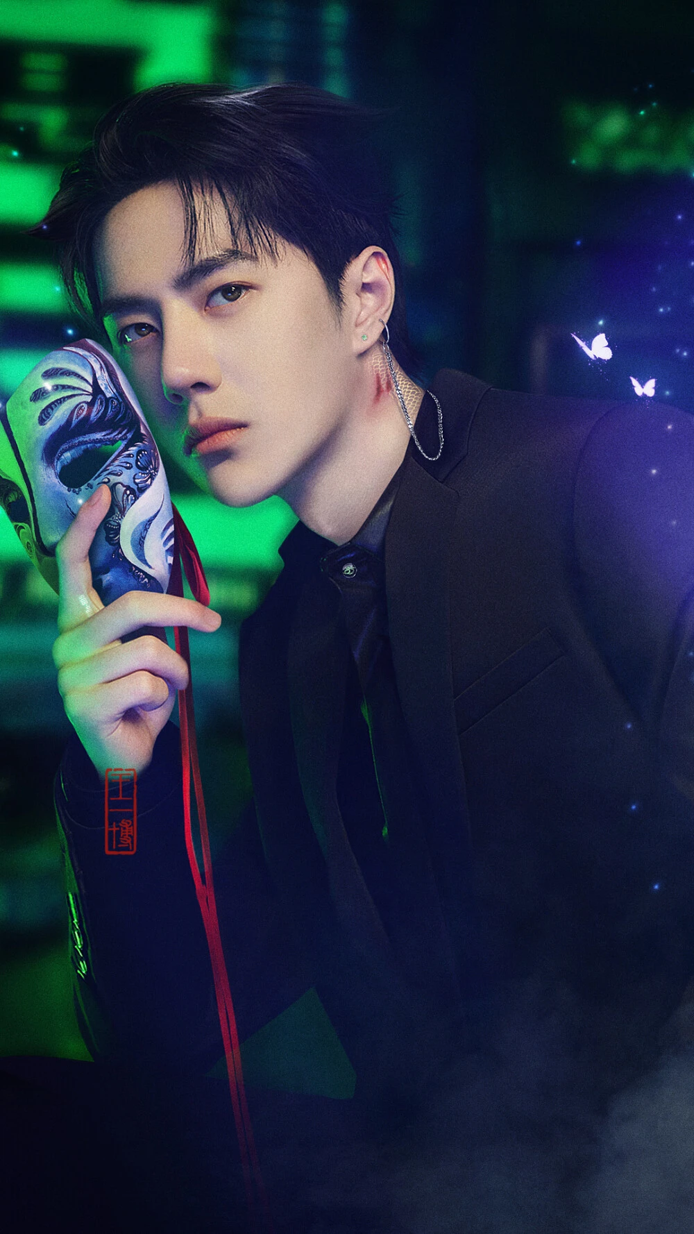 Черно-белый плакат китайский актер Ван ибо Настенный декор холст живопись Ретро