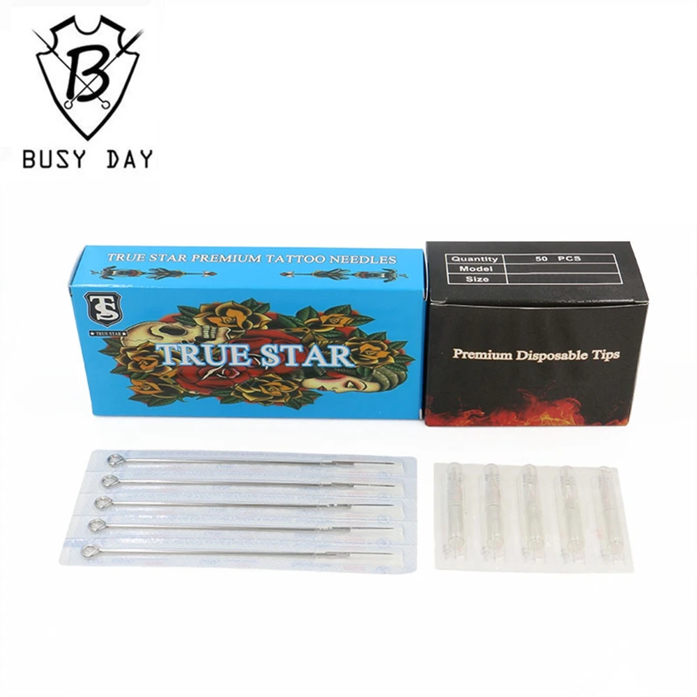 (3RL + 3RT) 50 шт. иглы для татуировок True star и наконечников Прозрачные наконечники тату