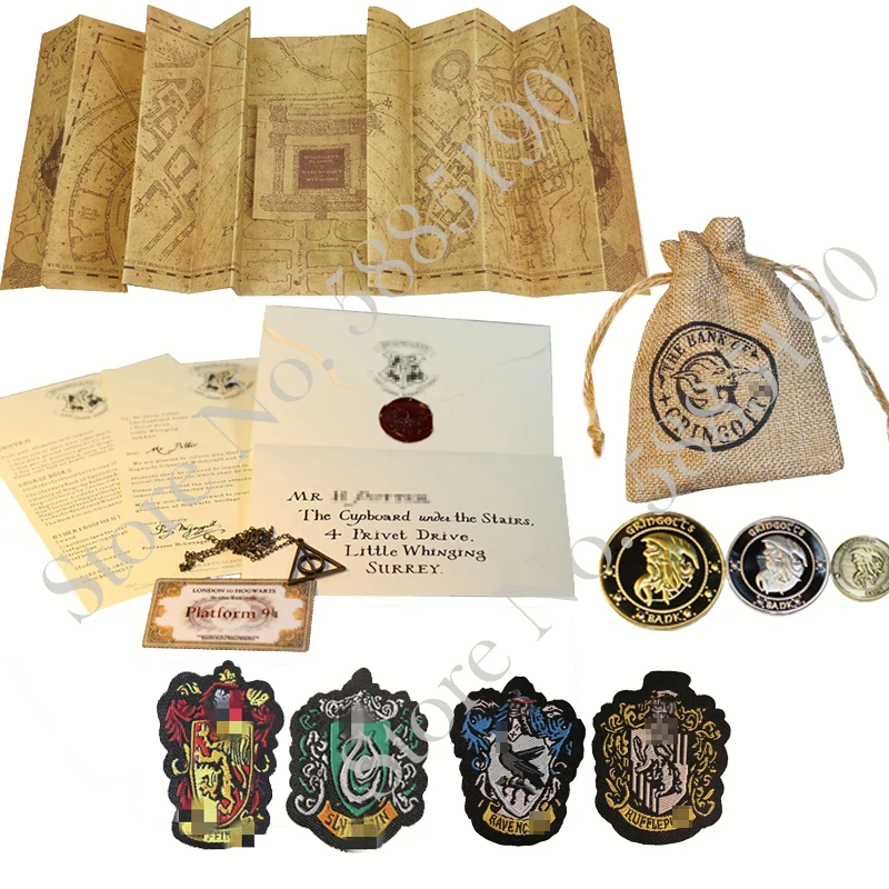 Карта Гарри мараудер школьная платформа с надписью HP 9 3/4 ожерелье билетом Дары