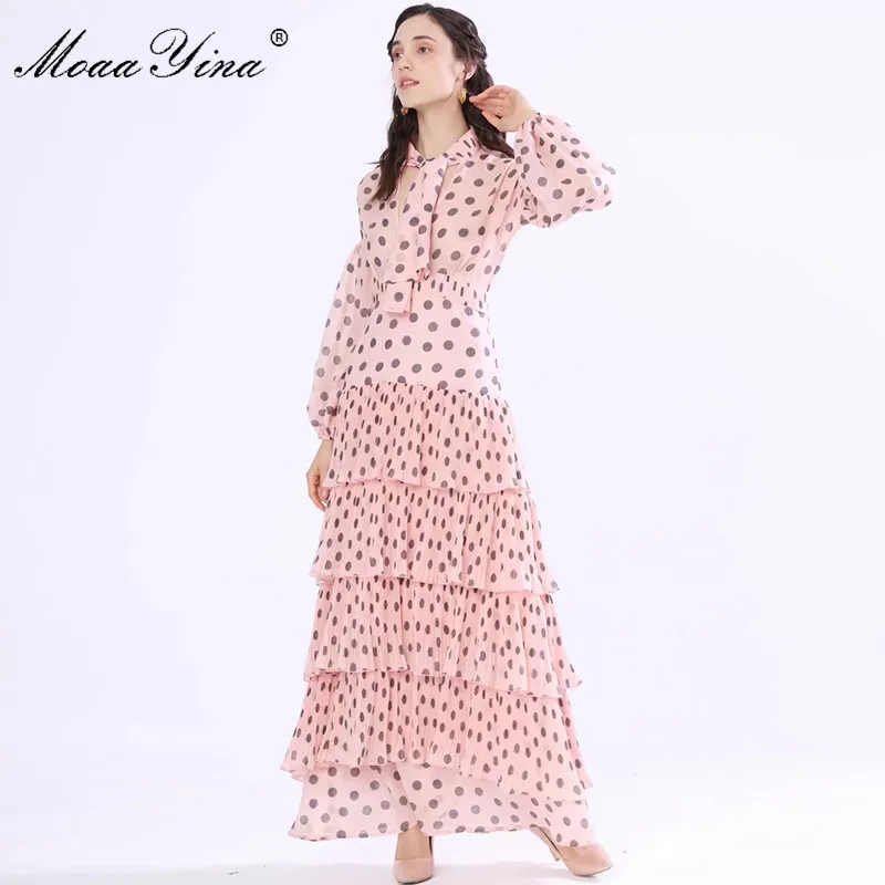 Модное дизайнерское платье MoaaYina весенне осеннее женское с длинным рукавом