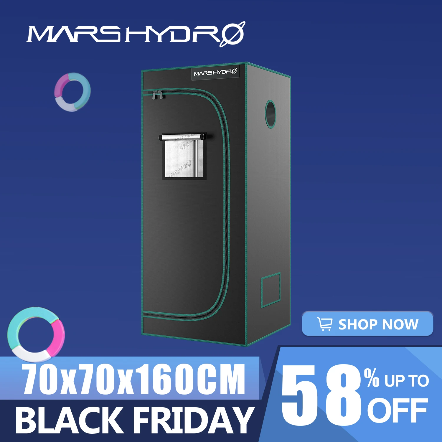 

Marshydro 70x70x160cm grow tent 1680D indoor greenhuse hydroponics cultivated plant 2'3'' x2'3'' x5'3'' grow box room big tent