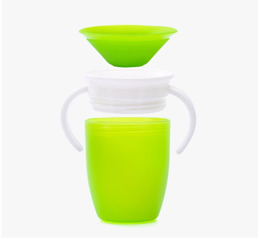 360 градусов можно вращать для обучения питью чашка с двойной ручкой флип крышкой