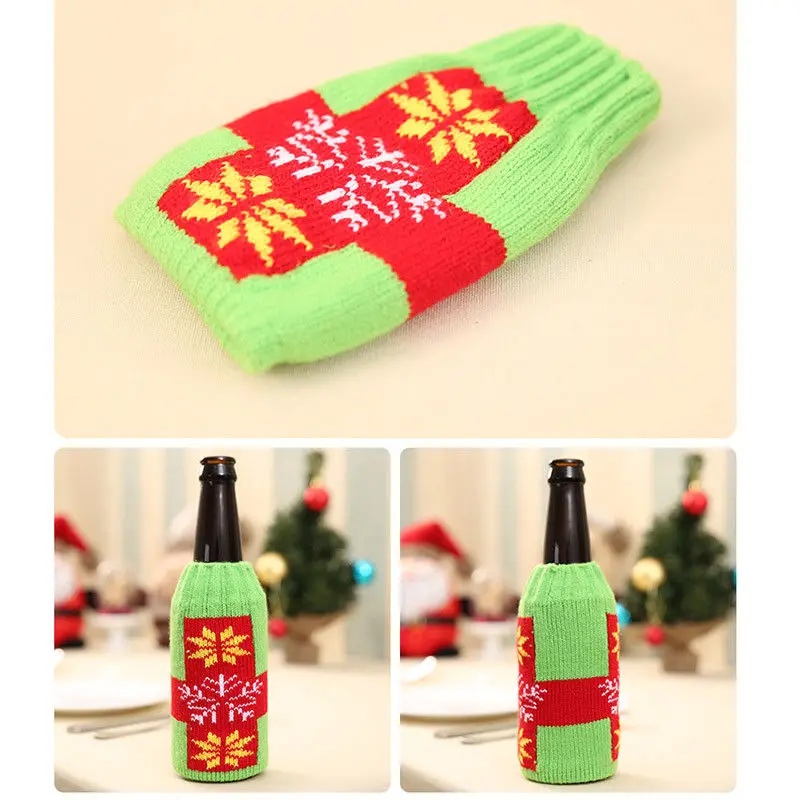 Чехол для бутылки вина вязаная сумка Рождественский Декор обеденного стола
