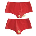 100%, модные красные трусы из латекса Gummi с прозрачным футляром, Размер XXS  XXL