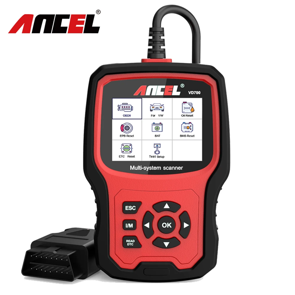 Автомобильный сканер Ancel VD700 OBD2 для полной диагностики системы ABS EPB TPMS DPF Сброс VAG VW