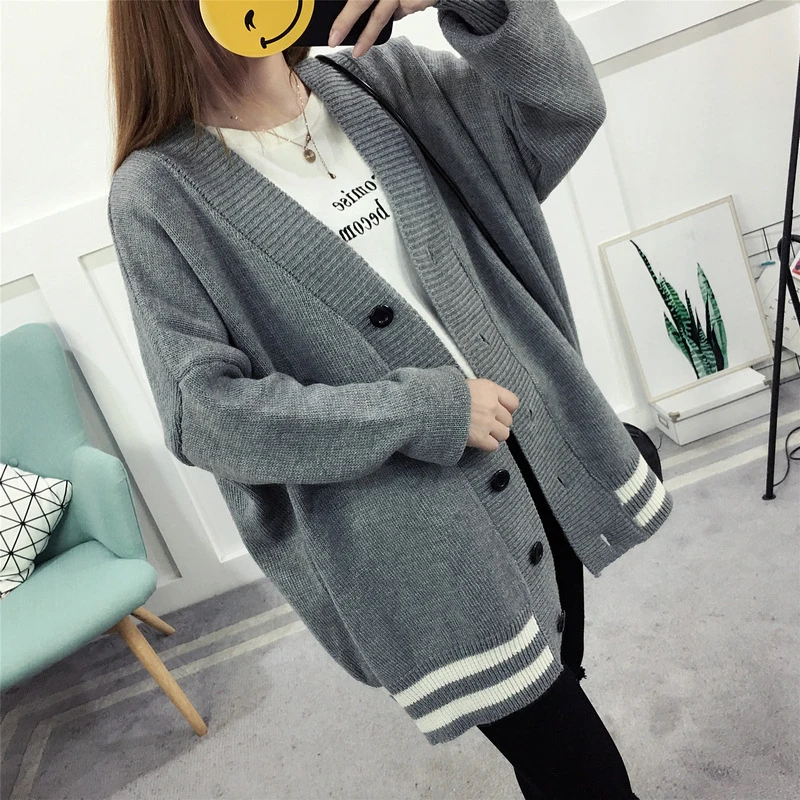 Серый 2019Autumn Winter Batwing long Sleeve Knitwear Cardigan Women smooth Knitted Sweater pocket design Cardigan Female Jumper Coat - Цвет: Серый